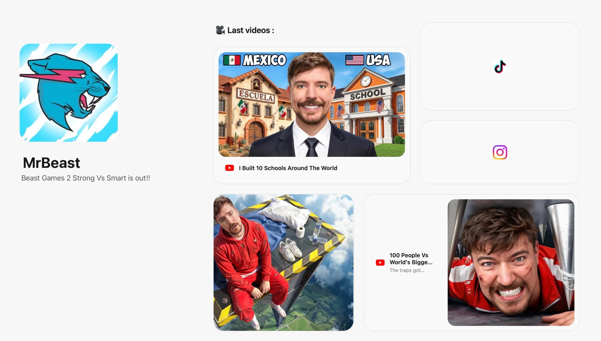 Desktop bento page layout
